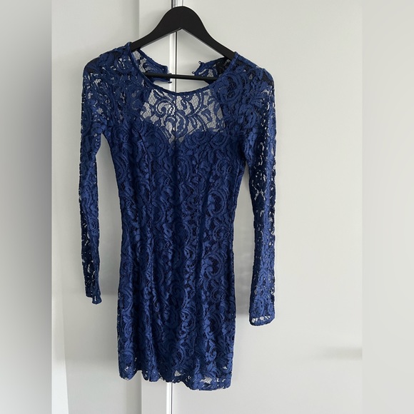 Navy Blue Lace Dress - Picture 1 of 2